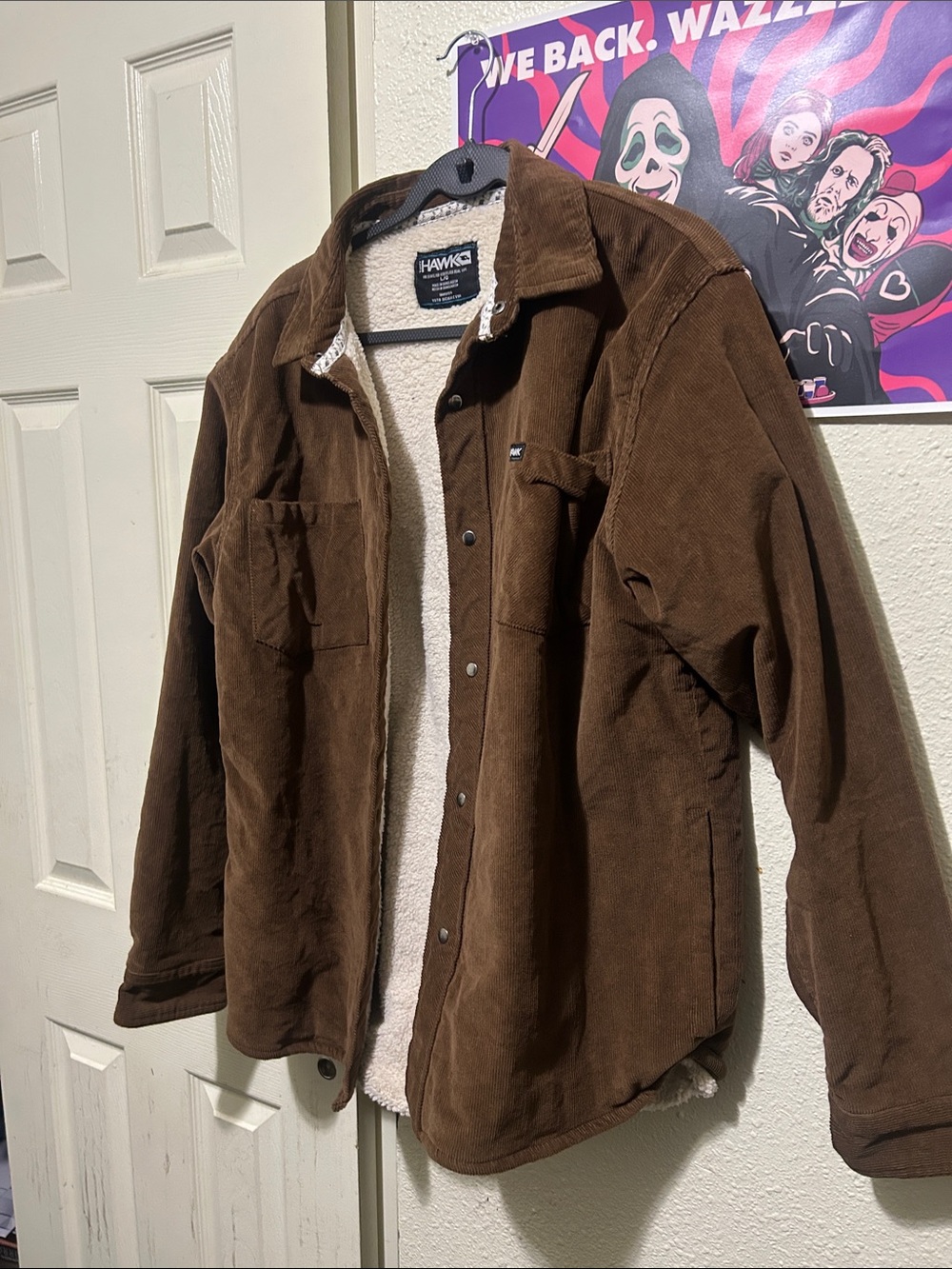 Tony Hawk Brown Sherpa-Lined Corduroy Shirt Jacket